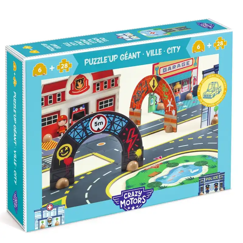 DJECO vloerpuzzel stad Crazy Motors 3 jr+ Superprijs