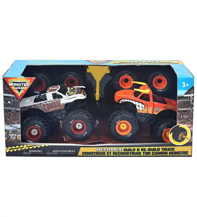 Monster Jam Trucks - 1:32 - 2-pack - Mechanix Bouwen en Herbouwe Laatste Versie