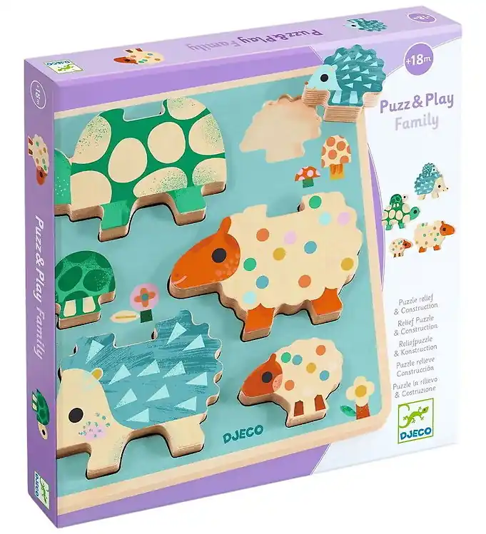 Djeco Puzzel - 6 Bakstenen - Puzzel & Play - De familie Finale Uitverkoop