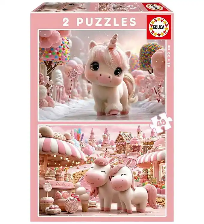 Laatste Versie Educa Puzzel - 2x48 Bakstenen - Sweet Eenhoorns