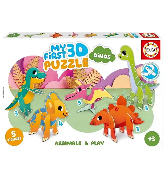 Bestel Nu Educa 3D Puzzel - 18 Bakstenen/5 Speelfiguren - My First - Dinos