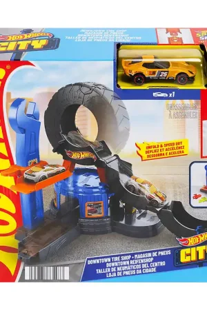 Op = Op Hot Wheels Racebaan - City Downtown Bandenwinkel