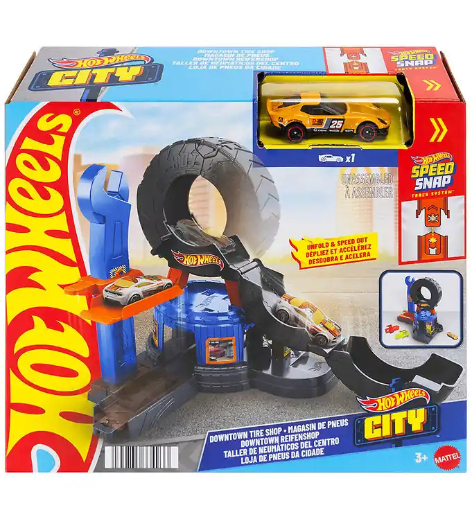 Op = Op Hot Wheels Racebaan - City Downtown Bandenwinkel