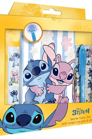 Gratis Retour Stitch Dagboek m. Slot en magische pen - Blauw