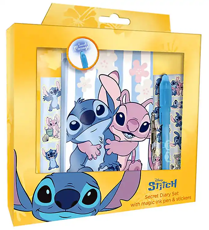 Gratis Retour Stitch Dagboek m. Slot en magische pen - Blauw