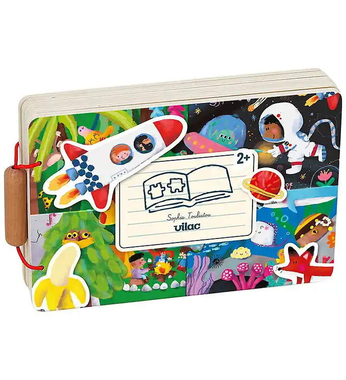 Vilac Puzzelboek - 52 Bakstenen - Hout - Op Sprookje Gratis Retour