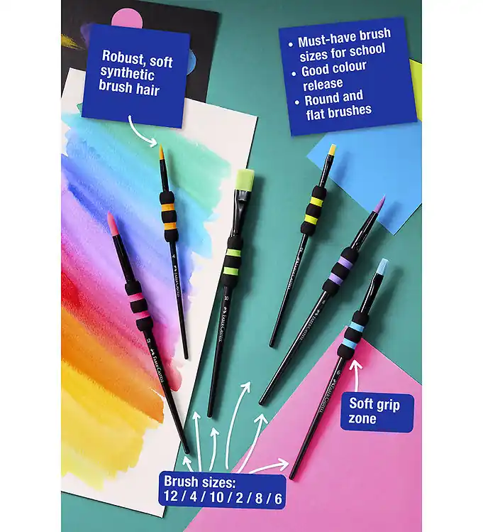 Faber-Castell Kwasten - Soft Aanraken - 6 st. Hoge Kwaliteit