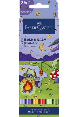 Faber-Castell Markers - Dubbel Dik/Dun - 6 st. Finale Uitverkoop