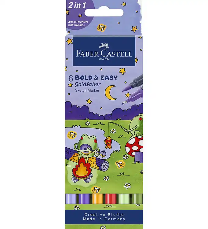 Faber-Castell Markers - Dubbel Dik/Dun - 6 st. Finale Uitverkoop