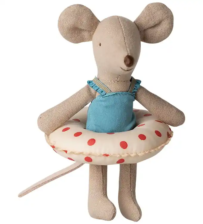 Beste Prijs Maileg Knuffel - Strandmuis m. Zwemband - Kleine zusje - Blauw/W