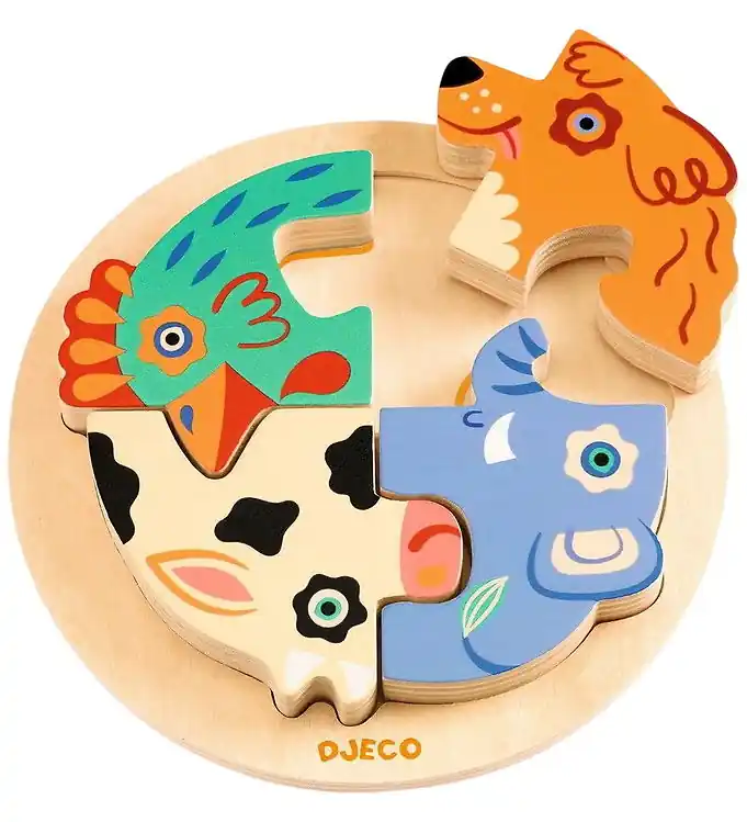 Djeco Puzzel - Hout - 4 Bakstenen - Rondo Dog Favoriet