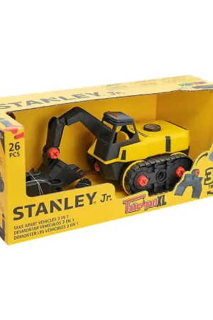 Direct Beschikbaar Stanley Jr. Werkvoertuig - 3-in-1 - 26 Onderdelen - Zwart/Geel