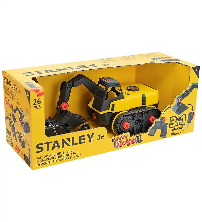 Direct Beschikbaar Stanley Jr. Werkvoertuig - 3-in-1 - 26 Onderdelen - Zwart/Geel