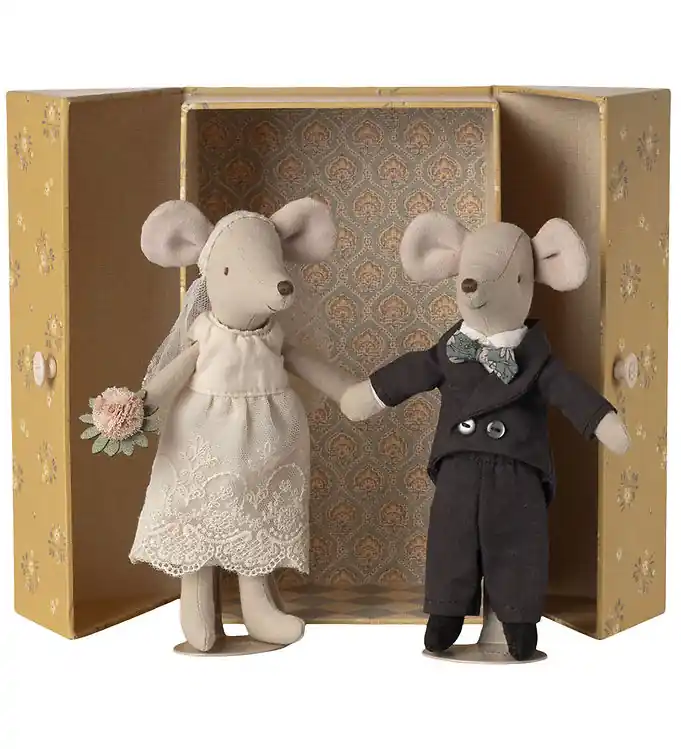 Gereduceerde Prijs Maileg Knuffels - Bruid en bruidegom in box - Mama & Papa Muis