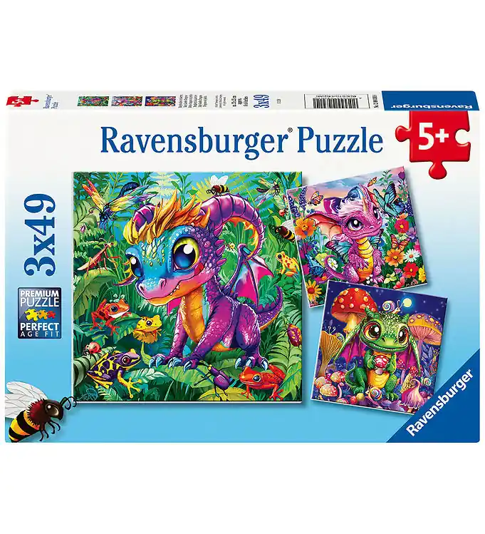 Express Levering Ravensburger Puzzel - 3x49 Bakstenen - Baby Garden Dragons