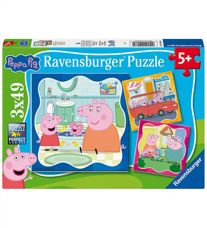 Snelle Levering Ravensburger Puzzel - 3x49 Bakstenen - Peppa Pig Familie First