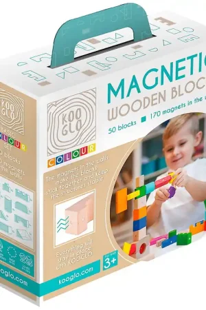 Kooglo Magnetisch Bouwblokken - Hout - 50 st. - Basic Colour Weekendaanbieding
