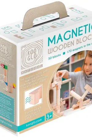 Snelle Levering Kooglo Magnetisch Bouwblokken - Hout - 50 st. - Basic Natural