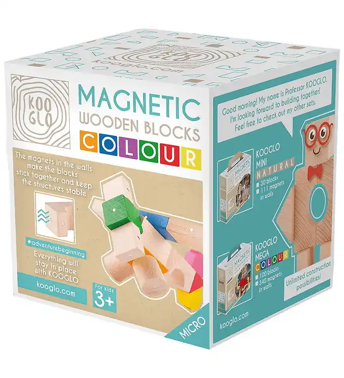 Kooglo Magnetisch Bouwblokken - Hout - 14 st. - Micro Colour Fl Gereduceerde Prijs