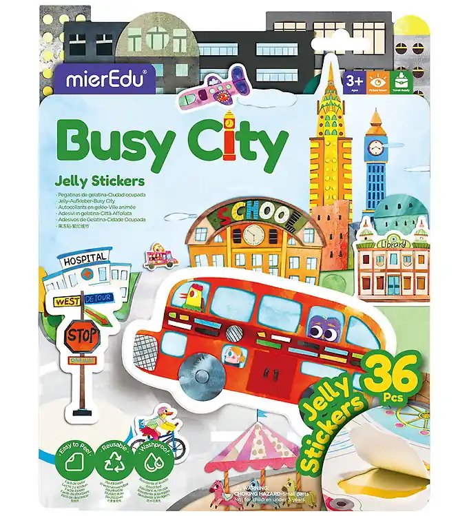 Lage Prijs mierEdu Stickerboek - Jelly Stickers - Druk Stad