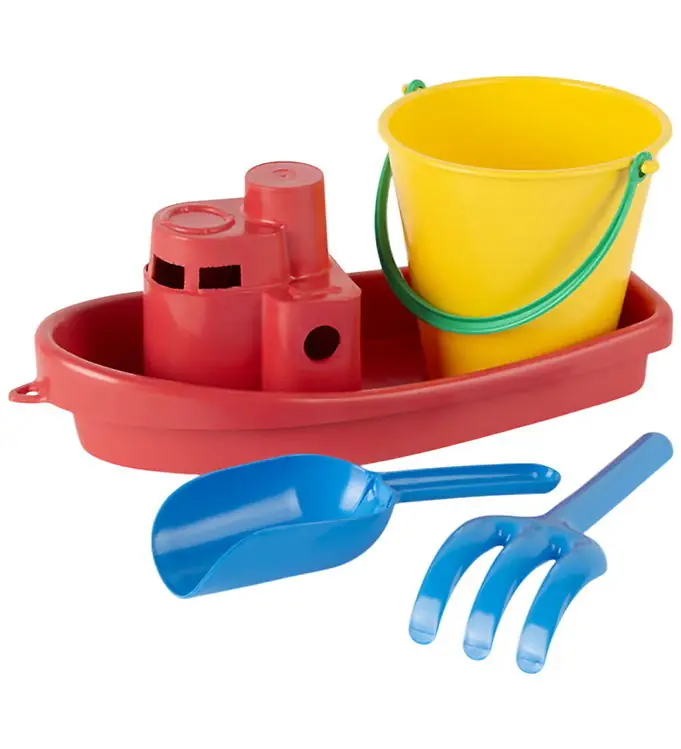 Dantoy Zandspeelgoed - 4 Onderdelen - Schip/Emmer - Rood Hoge Kwaliteit