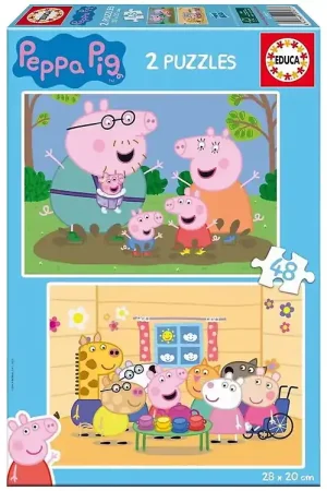 Korting Educa Puzzel - 2x48 Bakstenen - Papa Varken