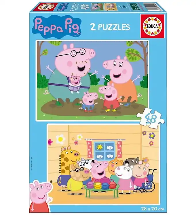 Korting Educa Puzzel - 2x48 Bakstenen - Papa Varken