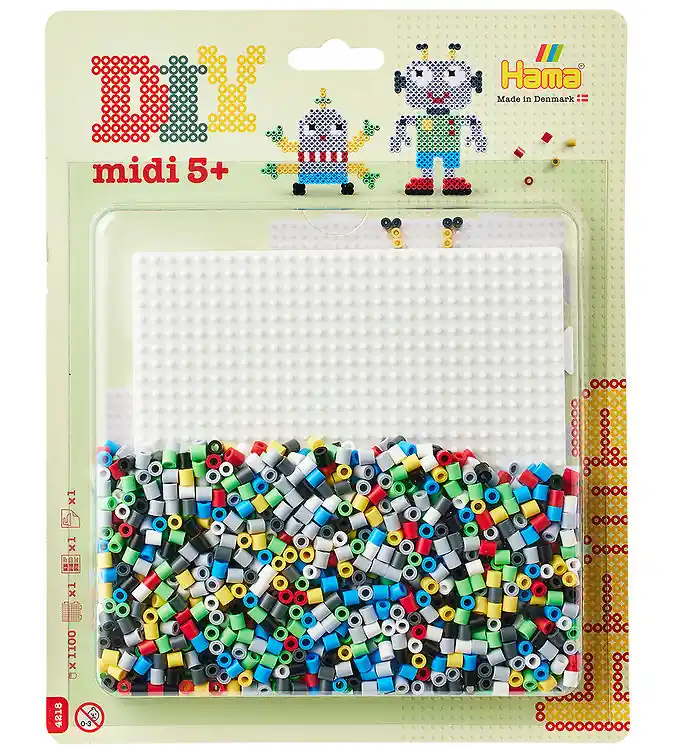 Seizoensaanbieding Hama Midi Kralen - 1100 st. + 1 Plaat - Groot Vierkant - Robots