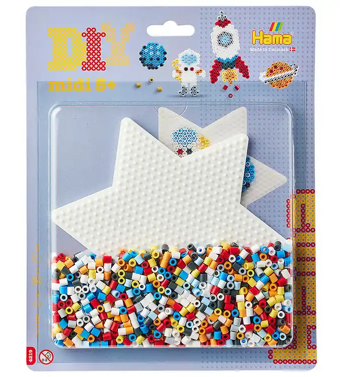 Goedkoop Hama Midi Kralen - 1100 st. + 1 Plaat - Groot Ster - Space