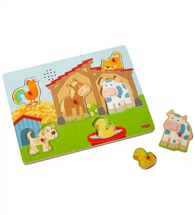 HABA Puzzel m. Geluid - 6 Bakstenen - Hout - Op de boerderij Beste Prijs