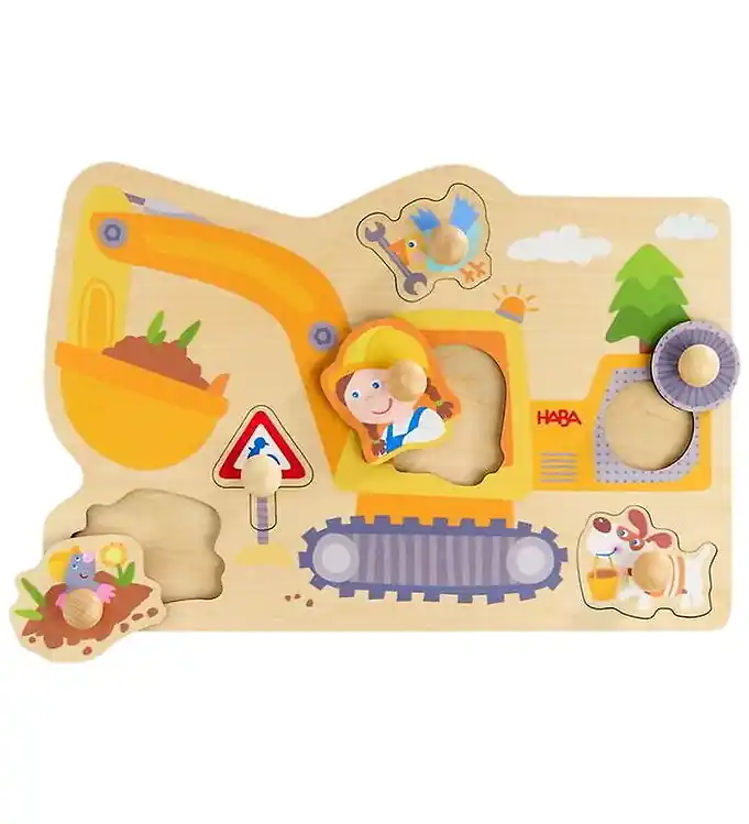 HABA Puzzel - Hout - 6 Bakstenen - Graafmachine Hete Deal