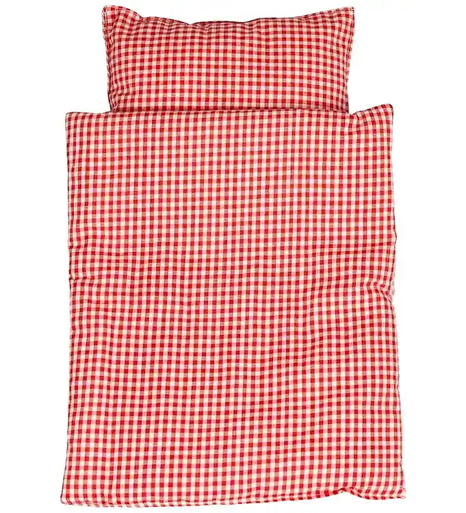 Krea Poppen Beddengoed m. Matras - Rood/Wit Geruit Voordeelprijs