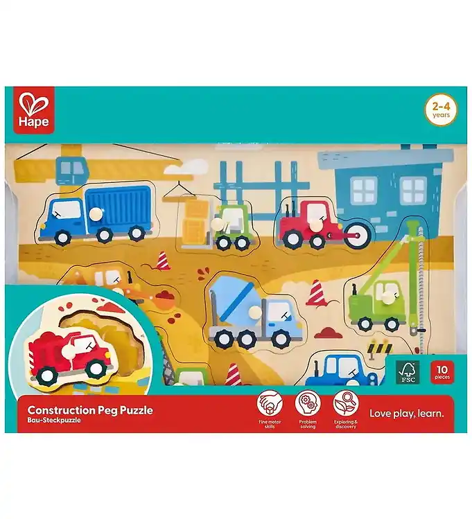 Dagaanbieding Hape Puzzel - Hout - 9 Bakstenen - Werkwagens