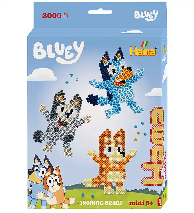 Laatste Versie Hama Midi Kralen - 2000 st. + 1 Plaat - Bluey