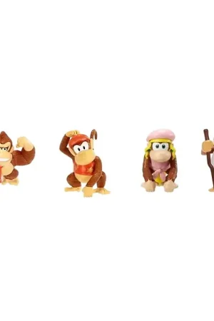 Super Mario Speelgoedfiguurtjes - 6 cm - 4-pack - Donkey Koning Favoriet