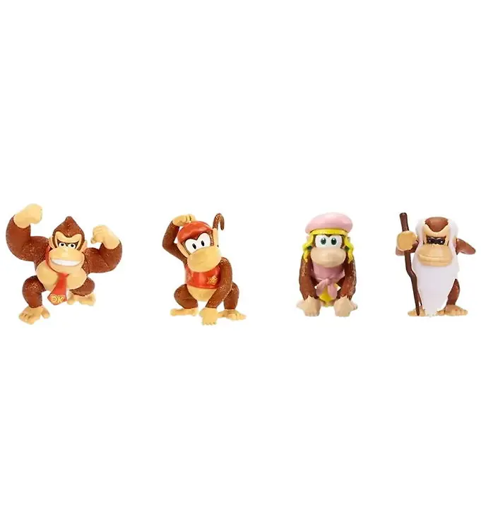 Super Mario Speelgoedfiguurtjes - 6 cm - 4-pack - Donkey Koning Favoriet