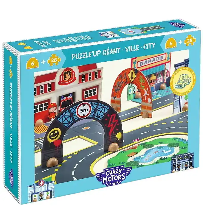 Direct Verzonden Djeco Puzzel - 34 Bakstenen - Crazy Motors - Puzzl'Up: Stad