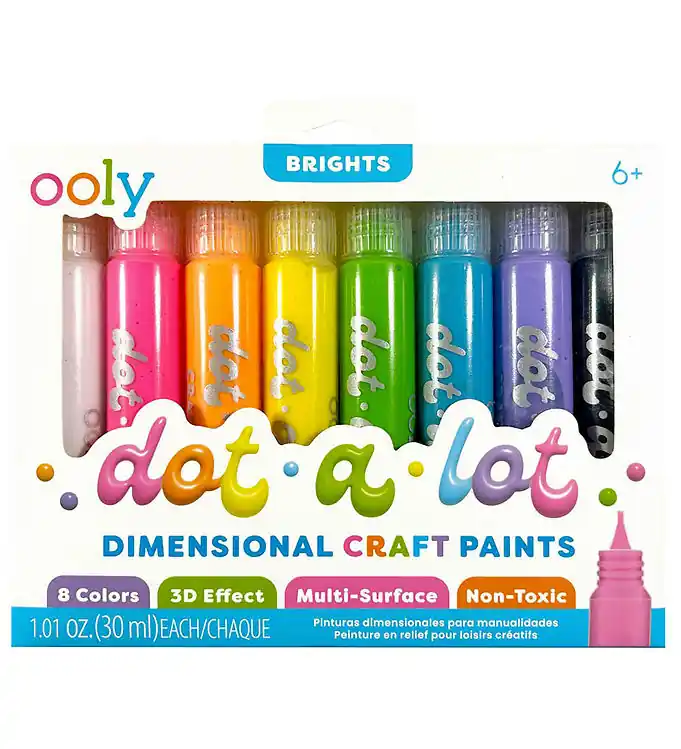 Ooly Dot Paint 3D Effect - 8-stk - Dot-a-Lot - Heldere kleuren Gereduceerde Prijs