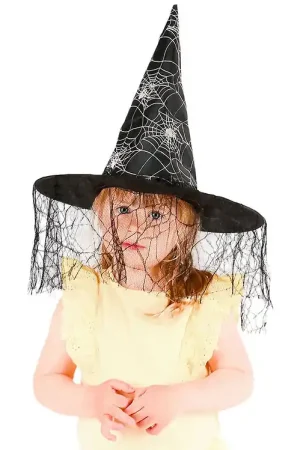 Alleen Vandaag Den Goda Fen Verkleedkleren - Heksenhoed - Silver Spider Web