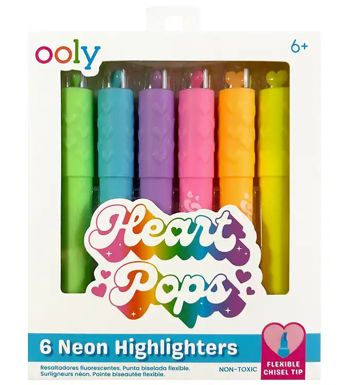Ooly Markeerstiften - 6 stk - Heart Pops - Neon Weekendaanbieding