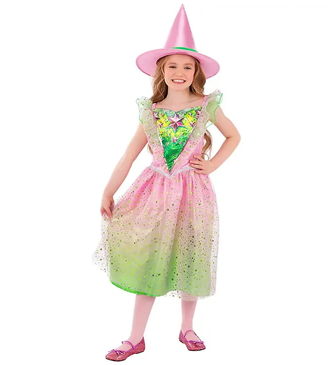 Express Levering Smiffys Verkleedkleren - Goede Heks - Roze/Groen