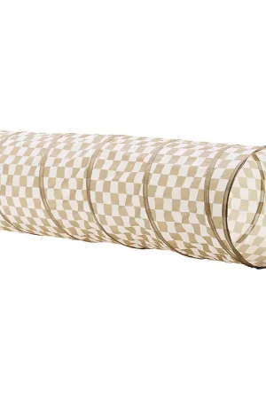 Gereduceerde Prijs Kids Concept Speeltunnel - 180 cm - Khaki/Wit Geruit