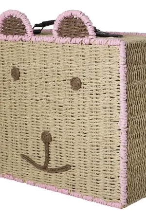 Superprijs Rice Koffer - 40x34 cm - Naturel/Roze m. Beer