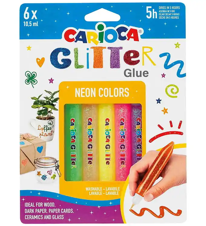Lage Prijs Carioca Glitterlijm - 6-pack - Neon