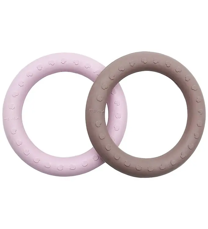 Hevea Bijtring - 2-pack - Powder Roze & Tan Beige Finale Uitverkoop