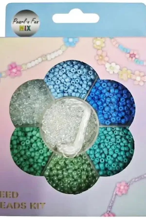 Beperkt Aanbod Pearl N Fun - Kralen - Mix van glaskralen - Blauw/Groen/Doorzich