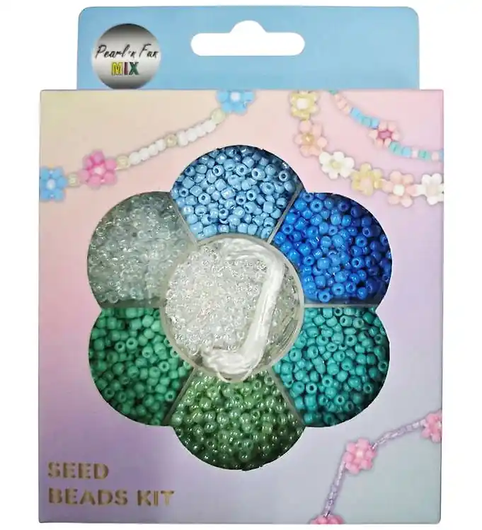 Beperkt Aanbod Pearl N Fun - Kralen - Mix van glaskralen - Blauw/Groen/Doorzich