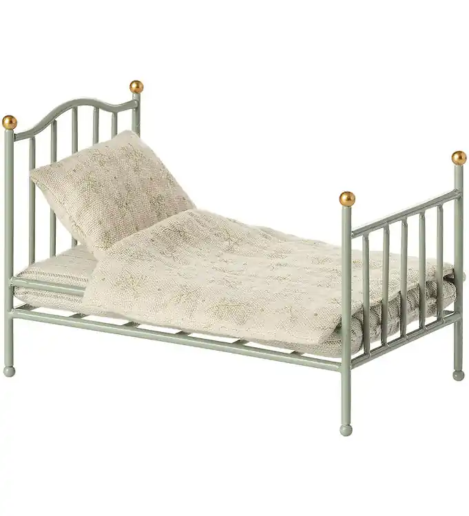 Rechtstreeks Van De Fabrikant Maileg Miniatuur Vintage Bed - Muis - Mint