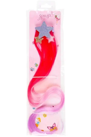 Souza Verkleedkleren - Haarclip m. Haar - Inge - Roze/Paars Exclusieve Aanbieding
