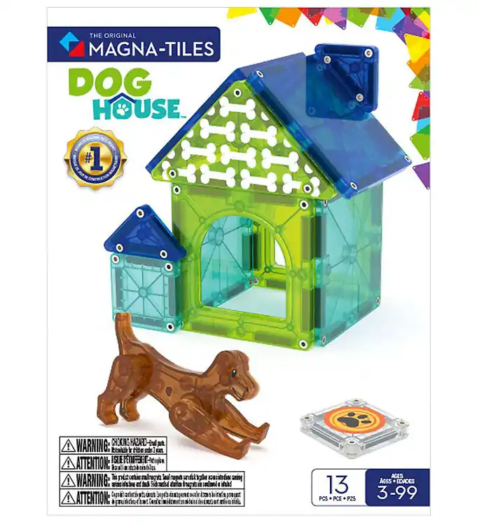 Seizoensaanbieding Magna-Tiles Magneetset - 13 Onderdelen - Dog Huis + MicroMAGS